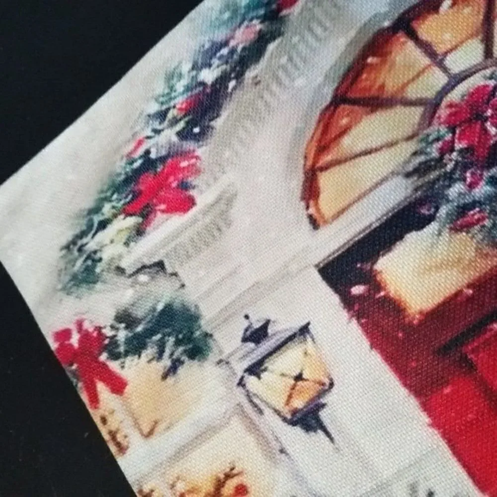 Red Christmas Door Accent Throw Pillow Cover Case Winter House 17